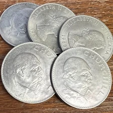 1965 Great Britain Crown - Winston CHURCHILL & Elizabeth II Commemorative KM#910