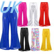UK Boys Girls Flared Pants Hip Hop Dance Performance Costumes Party Trousers