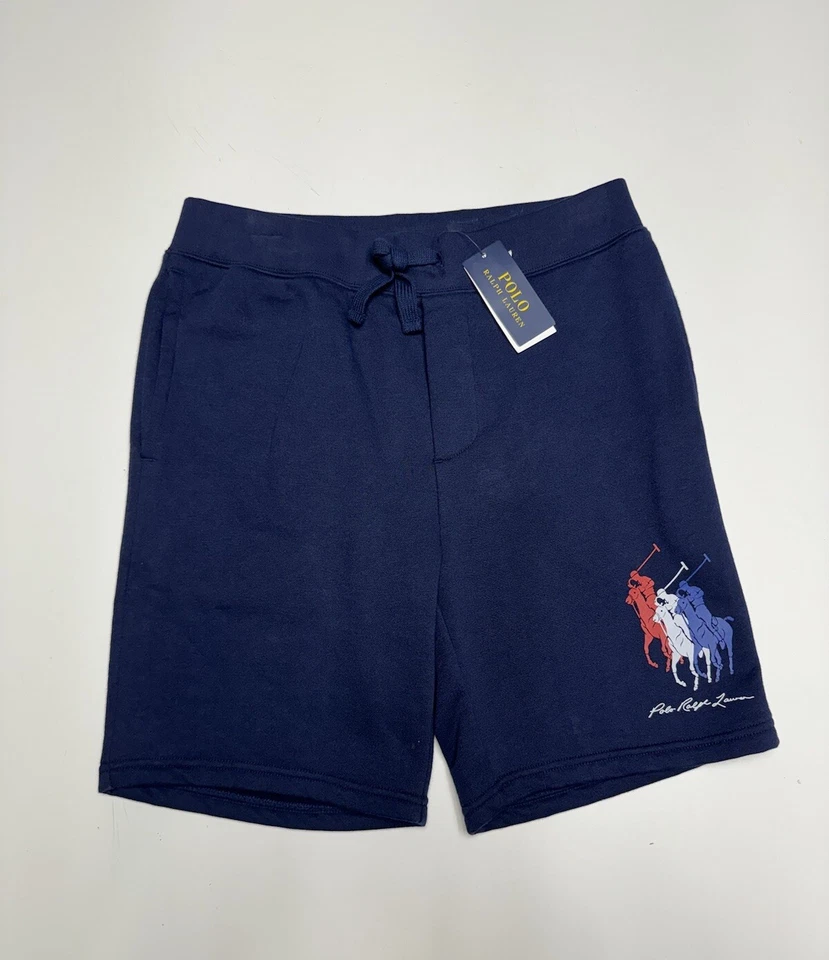 Polo Ralph Lauren Men's Triple Pony Drawstring Fleece Shorts Navy Size M NWT$110