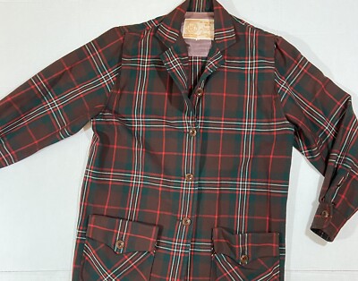 Vtg Hudson s Bay Company Blazer Jacket Wool Red Green Christmas Plaid Size 14
