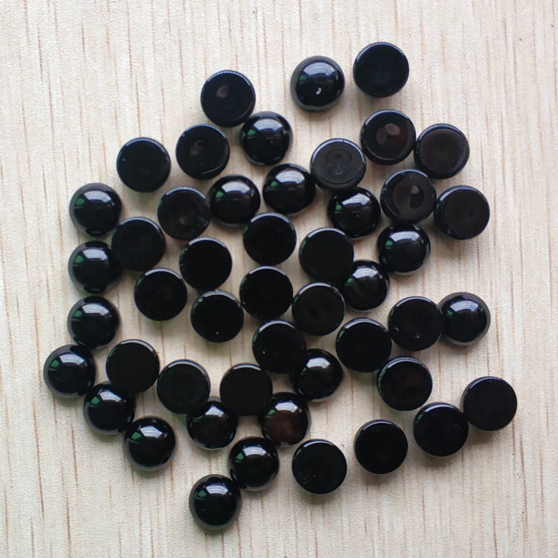 Venta al por mayor 50 un./lote Obsidiana Natural Redonda CABUJÓN Piedra 10 mm Hágalo Usted Mismo Sin Agujeros Foto 2 de 2