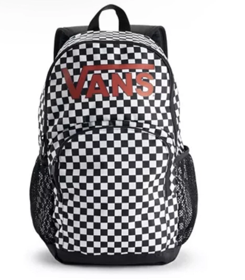 Vintage All-over Checkerboard Pattern Backpack, Classic Zipper