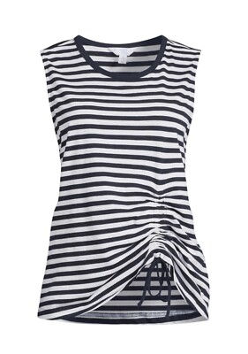 Time and Tru Women's Blue Striped Sleeveless Front Cinch Tank Top Size XXXL New