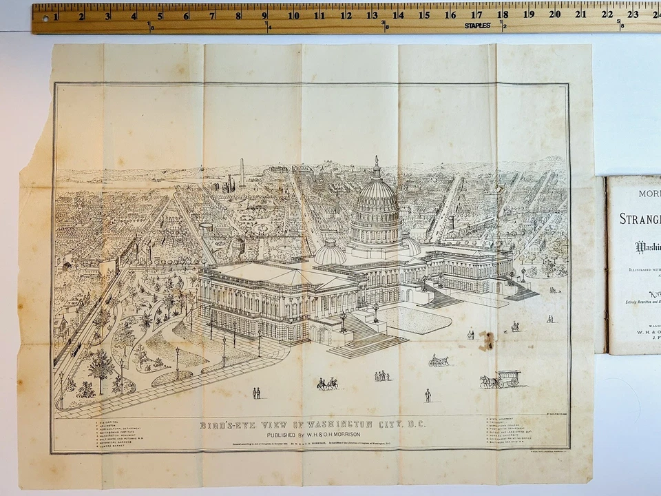 MAPAS Morrison’s Stranger’s Guide for Washington [D.C.] City & Georgetown 1876 Foto 3 de 4
