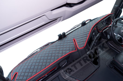 ECO LEATHER DASH MAT - BLACK/RED  FIT SCANIA S , R  NEW GENERATION [ 2017 + ]