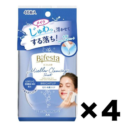 Mandom Bifesta Bright Up Cleaning Sheet Makeup Remover 4Pack Set 46Sheets@pack