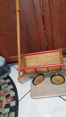 1950s German wooden wagon toy