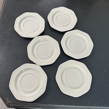 Vintage Sears Ironstone Octagon White Saucers Set of 6 Made in USA