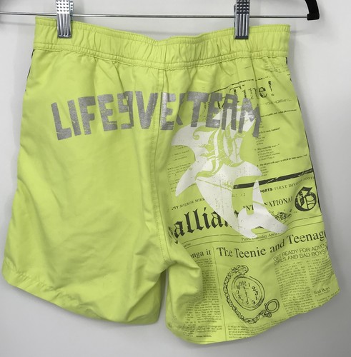 John Galliano kids boys neon yellow swim trunks w/ mesh linning sz 12y - Picture 2 of 4