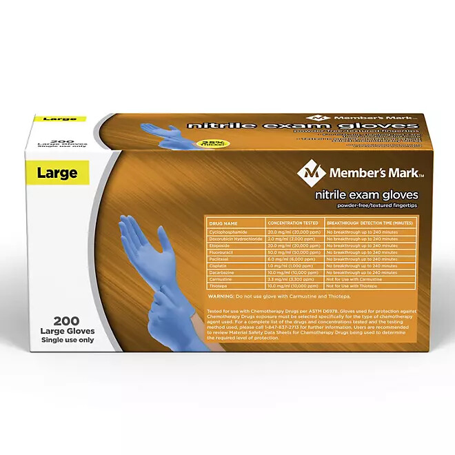 Member's Mark Nitrile Exam Gloves, Choose your Size, 200