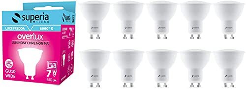 Superia Lampadina LED GU10 Wide, 7W (Equivalente 70W), Luce Calda 6000K, (C5r)