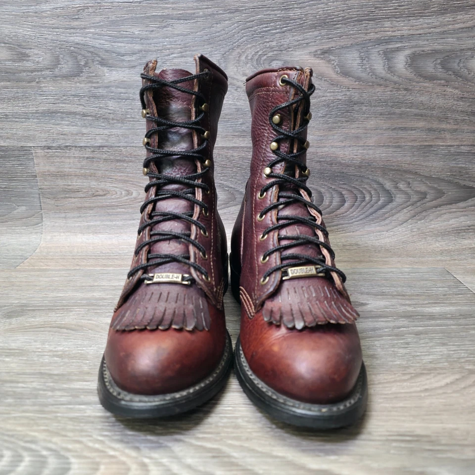Botas Double H Mujer 6.5M Marrón Lacer Briar Pitstop Cuero Leñador Empaquetador Trabajo Foto 3 de 4