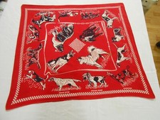 SUPER RARE Vtg Antique HUNTING DOGS Cotton Biker USA BANDANA Kerchief Hanky 23"