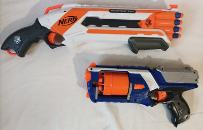 Nerf N-Strike Elite Rough Cut 2 x 4 und Strongarm Blaster + Darts Spielzeug Konvolut Lot