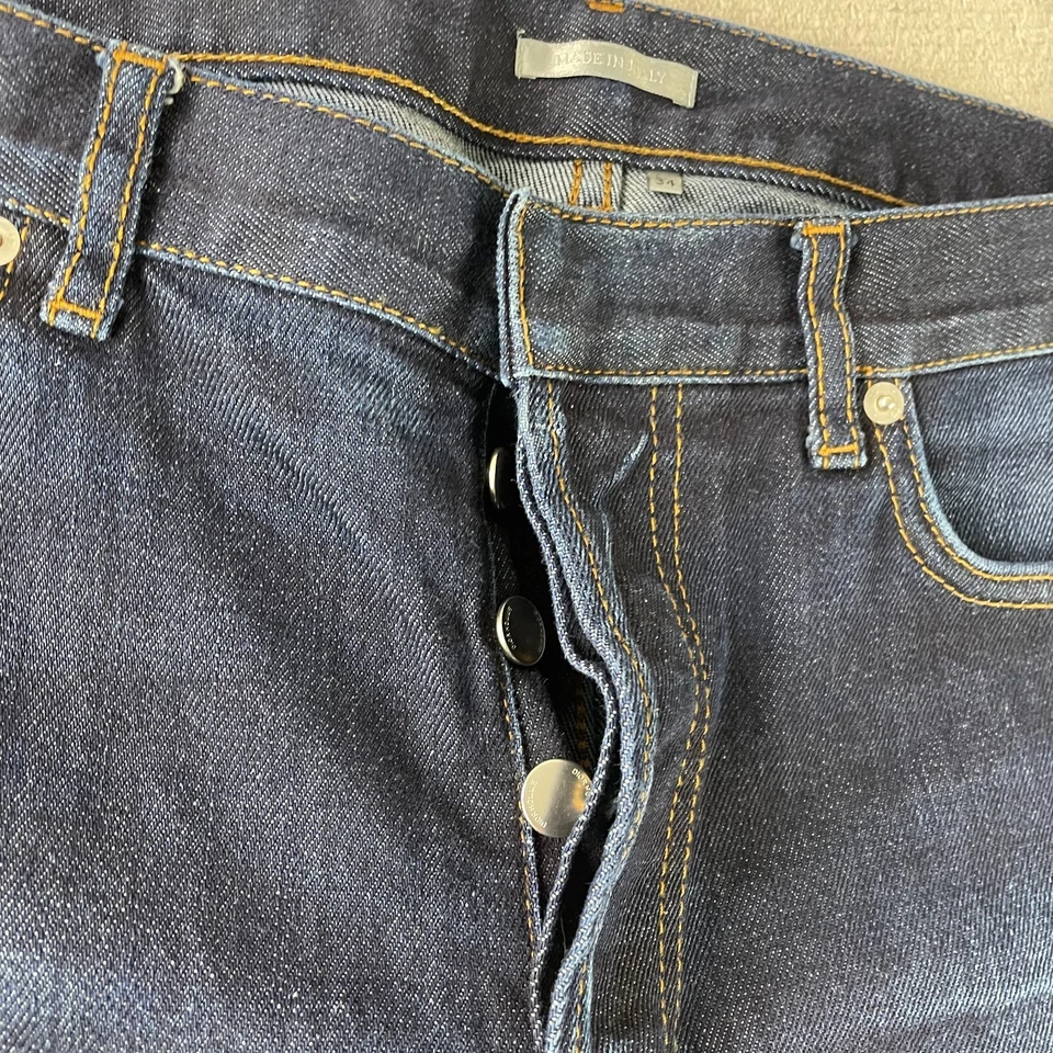 Jeans masculino Dior 34x28 azul slim fit 17,5 designer feito na Itália $1150 - Imagem 3 de 4