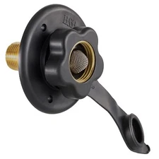 Rv City Water Fill Inlet | Black | Optional Hose Elbow | Flange Brass With Check