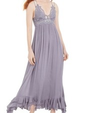 NWT 128 Free People Adella Lace Maxi Dress Slate Gray XS S