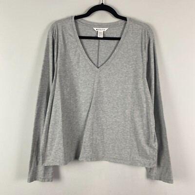 Athleta Essential V-Neck Top Shirt Womens XL Tall Gray Long Sleeve 413178