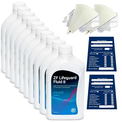 10 Liter Automatikgetriebeöl 8HP ZF LifeGuard Fluid 8 inkl. Trichter + Anhänger