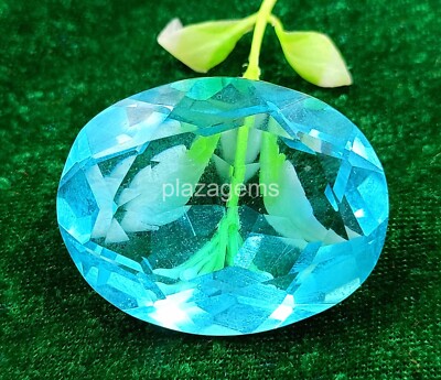 Lab-Created Certified 113 Ct Transparent Blue Topaz Oval Cut Loose Gemstone 4JUS