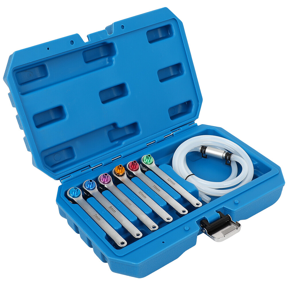 12 Brake Oil Clutch Bleeder Hose Kit Mini 7,8,9,10,11,12mm Wrench Check