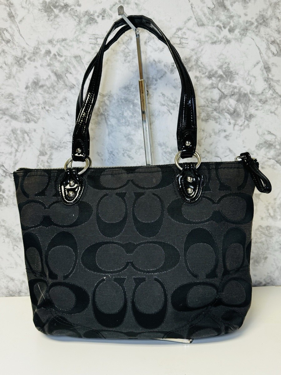 バッグ 769 Coach signature hand bag canvas gray Coach Gray Metallic Signature Op Art Bag Satchel F15746 | eBay