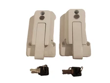 2 Keyed Alike White Locking Cargo Trailer Cambar Door Auto Latch Vise Lock