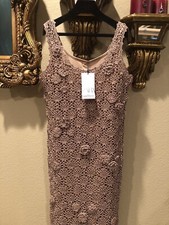 100% Authentic ZARA Beige 3D Roses Handcrafting Embroidered Long Dress Size: S