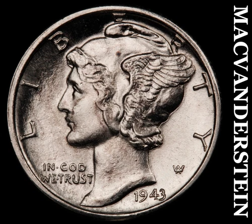 1943-D Silver Mercury Dime-Choice Gem Brilliant Unc ++++ FSB No Reserve #G7527