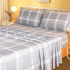 Marquess Microfiber Flannel Sheet Set -Luxury Printed 4 Piece Bedding Collect...