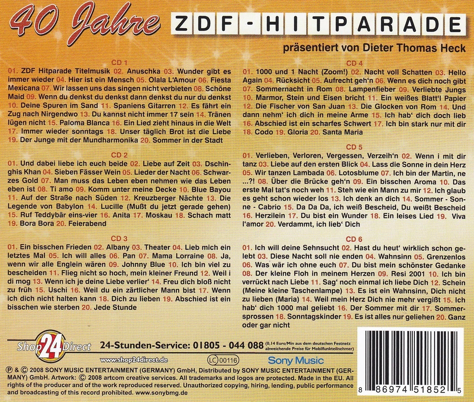 40 Jahre ZDF-HITPARADE- präs.: DIETER THOMAS HECK - 6 CD - Die große Hit-Edition - Bild 2 von 2