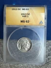 1913 Type 1 Buffalo Nickel ~ ANACS MS62 ~ Free Shipping