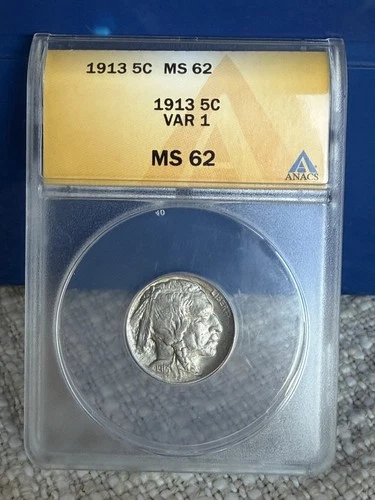 1913 Type 1 Buffalo Nickel ~ ANACS MS62 ~ Free Shipping