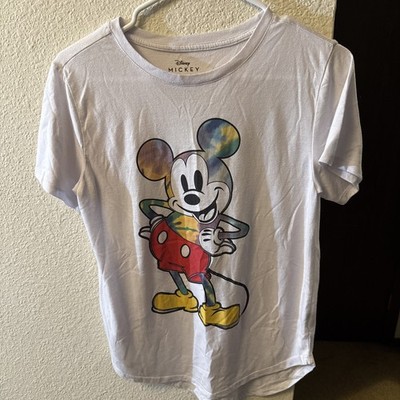  White Tie-Dye Mickey Mouse T-Shirt.  NWOT Size L (11-13) 