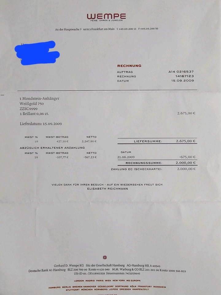 Wempe Anhänger Mondstein & Brillant - 750er Weißgold - Bild 3 von 4
