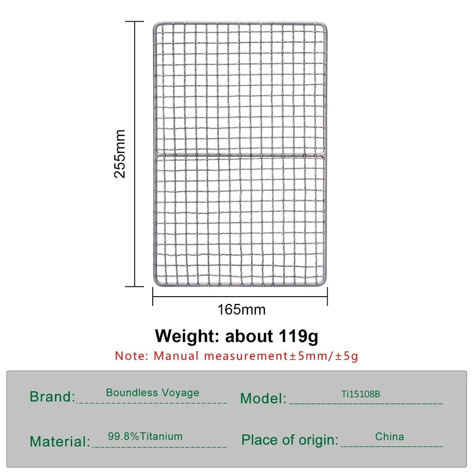 Boundless Voyage Mini Size Durable Titanium Charcoal BBQ Grill Plate Include