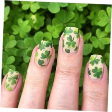 St. Patrick's Day Press on Nails Short Square Green Shamrock Matte Shamrock-17