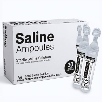 Saline Solution, 0.9% Sodium Chloride, 30 Single-Use 5ml Tubes