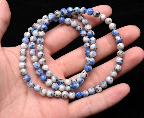 6.2mm Natural K2 Beautiful Blue Azurite Granite Matrix Gemstone Bead Bracelet