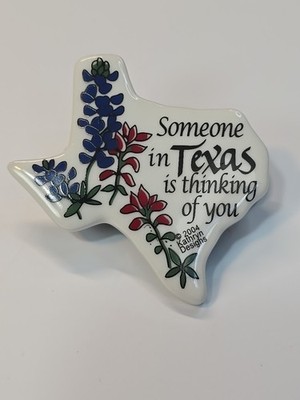 Texas Travel Souvenir Magnet Ceramic Map Shape Some in Texas is Thinking of You