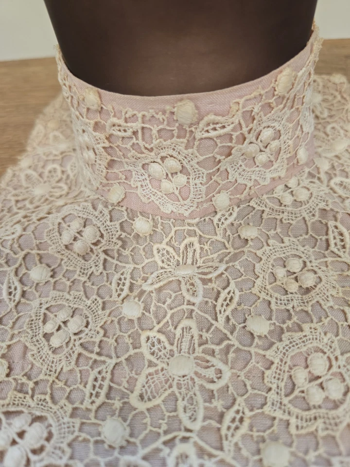 Antiguo Chemisette/Vestido Eduardiano Irlandés Crochet Encaje - Cuello Alto Modestia Foto 3 de 4