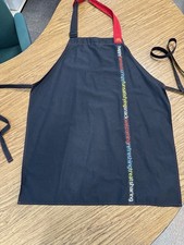 Rare McDonald's Apron Employee Rare Black Red Adjustable w/ Slogan Wording Strip
