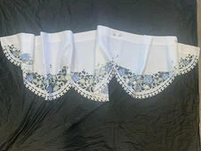 Embroidered White/Blue Scalloped Valance 88”x 18.5”