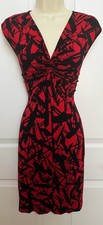 Michael Kors Black Red Figure Flattering Sleeveless Dress P/S 4-6
