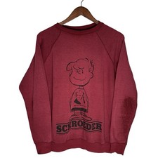 Vintage 60s Snoopy Schroeder Beethoven Faded Red Sweatshirt Unisex XL REPRINT