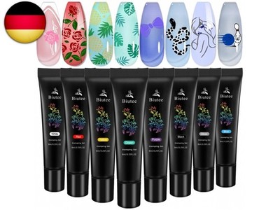Biutee Stamping Gel Set, 8 Farben*8ml, Stamping Gel Starterset, UV Stempelgel,