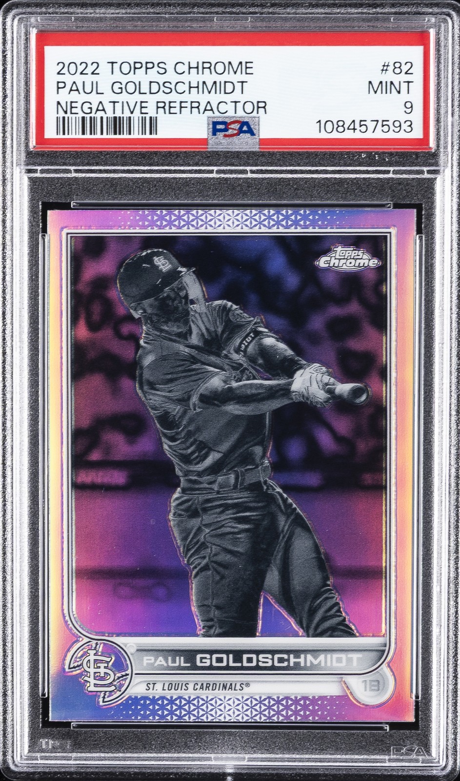 2022 TOPPS CHROME NEGATIVE REFRACTOR #82 PAUL GOLDSCHMIDT PSA 9