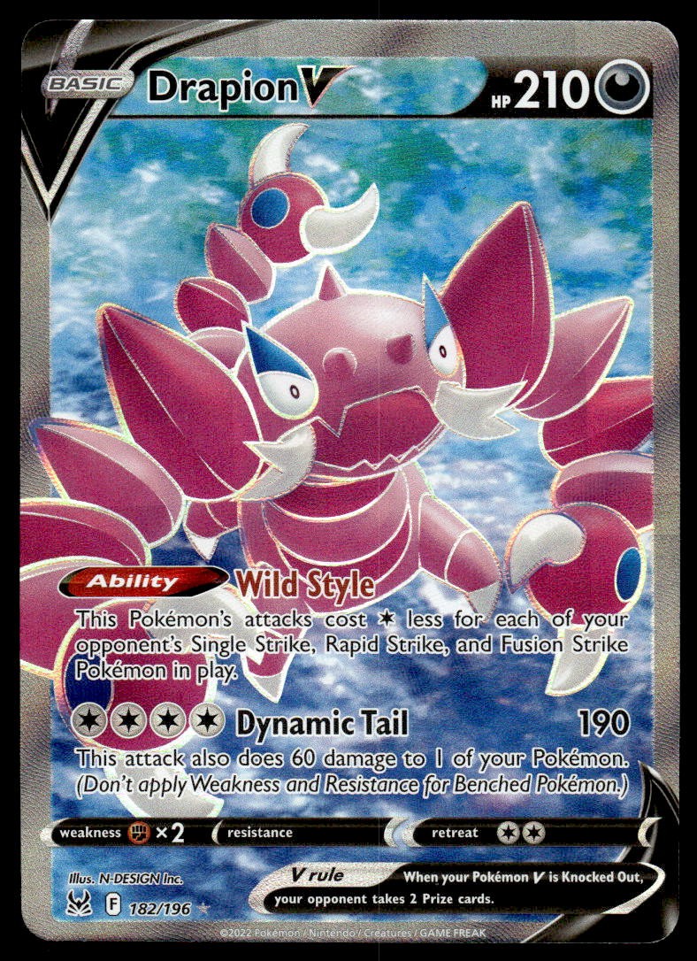 Pokemon TCG SWSH11: Lost Origin #182/196 Drapion V (Full Art) NM