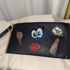 Black Leather Clutch Handbag Vintage Urban Ex...