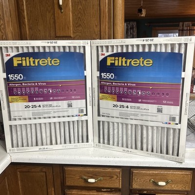 2 PK - 20x25x4'' Filtrete 3M Allergen Bacteria Virus Pleated Furnace Air Filters